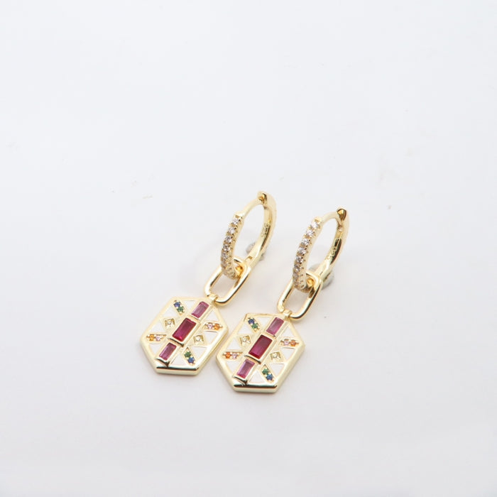 Sunshine CZ & Enamel Huggie Hoop Earrings - John Ross Jewellers