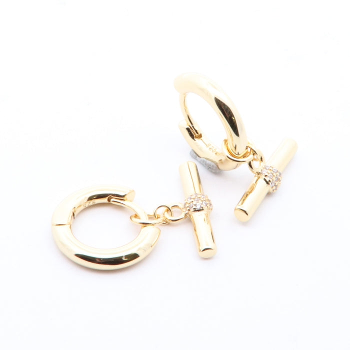 Sunshine CZ T-Bar Huggie Hoop Earrings - John Ross Jewellers