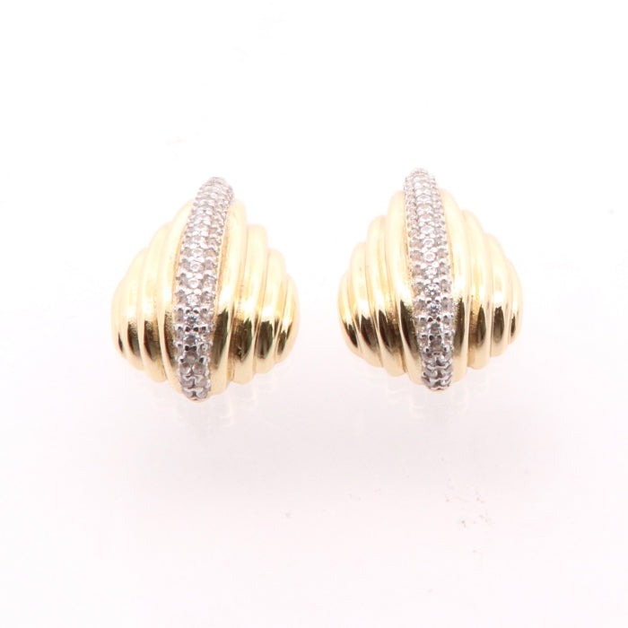 Sunshine CZ Vertical Bar Gadroon J Hoop Earrings - John Ross Jewellers