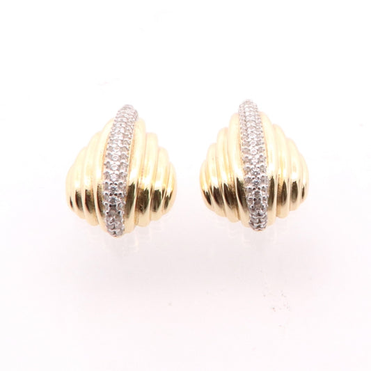 Sunshine CZ Vertical Bar Gadroon J Hoop Earrings - John Ross Jewellers