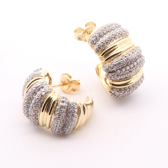 Sunshine CZ Trio Gadroon J Hoop Earrings - John Ross Jewellers
