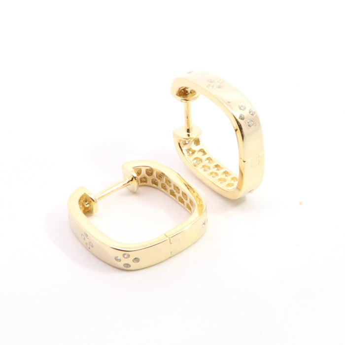 Sunshine CZ Quatrefoil Square Hoop Earrings - John Ross Jewellers