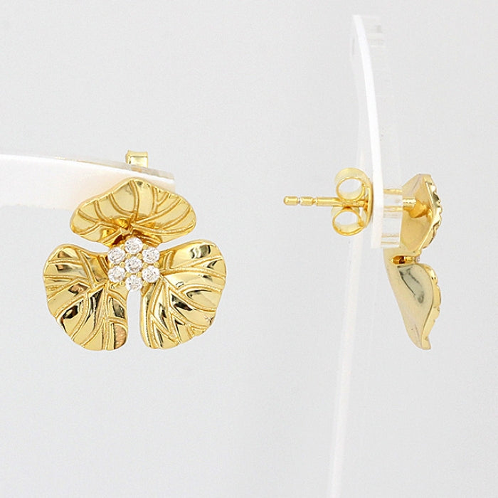 Sunshine CZ Trefoil Stud Earrings