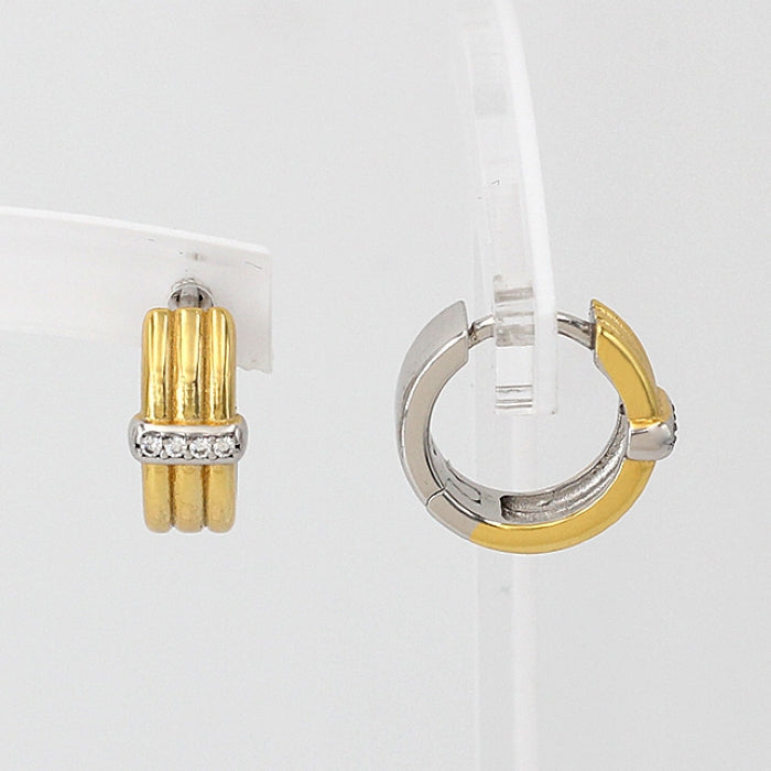 Sunshine CZ Ribbed Wide Huggie Hoop Earrings | 12mm