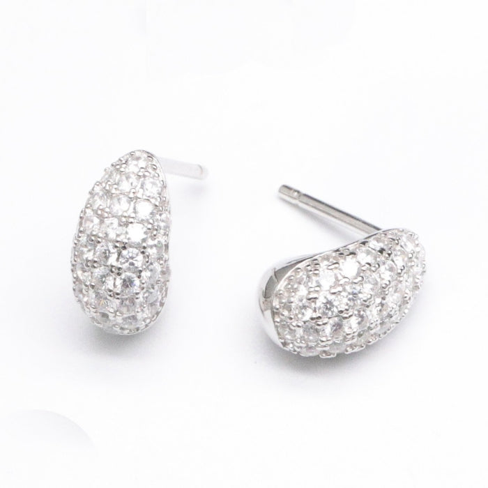 Silver Pavé CZ Teardrop Earrings