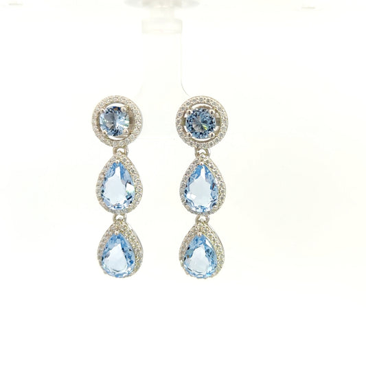 Silver Willow Drop Earrings | Aqua Blue - John Ross Jewellers