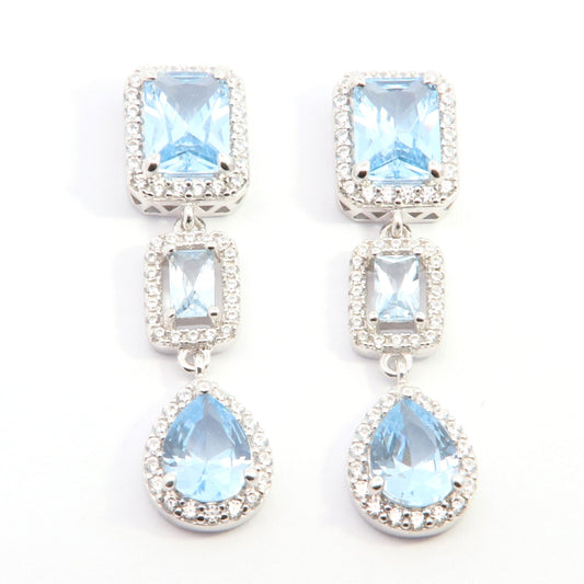 Silver Margaret Drop Earrings | Aqua Blue - John Ross Jewellers
