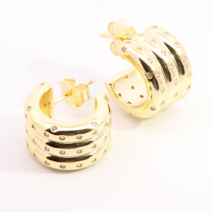 Sunshine CZ Gadroon Stud Hoop Earrings - John Ross Jewellers