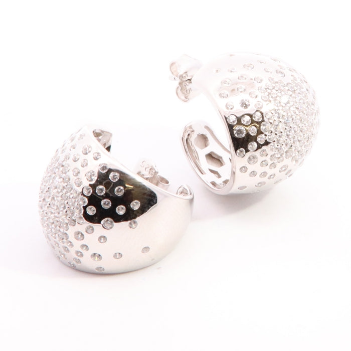 Silver Studded CZ Mega Teardrop Stud Earrings - John Ross Jewellers