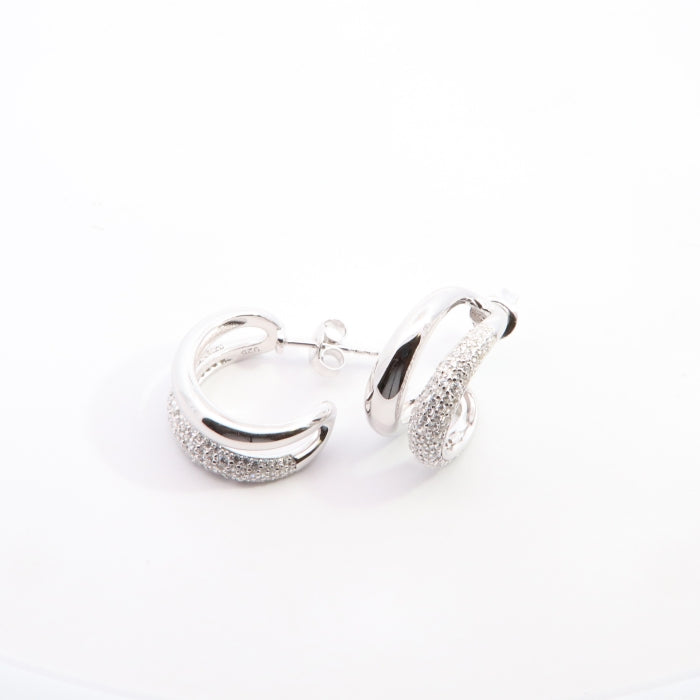 Silver CZ Double Hoop Earrings - John Ross Jewellers