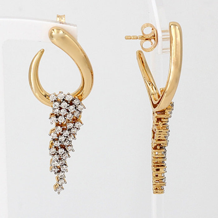 Sunshine Unique CZ Long Drop Earrings by Comero featuring sparkling cubic zirconia stones and elegant dangle design.