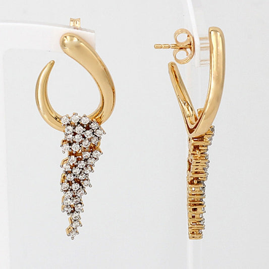 Sunshine Unique CZ Long Drop Earrings by Comero featuring sparkling cubic zirconia stones and elegant dangle design.