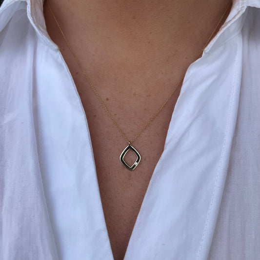 9ct Gold Open Shape Diamond Necklace