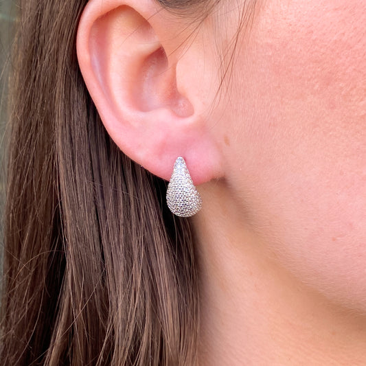 Silver CZ Teardrop Earrings