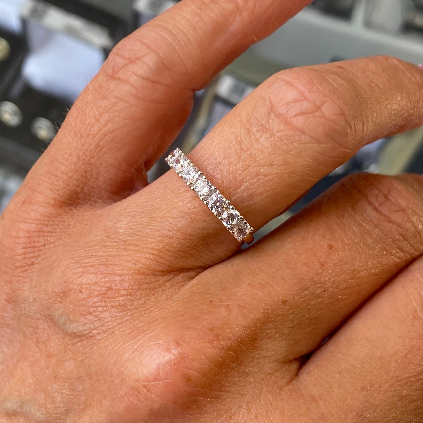 9ct Gold Seven Stone CZ Eternity Ring - John Ross Jewellers