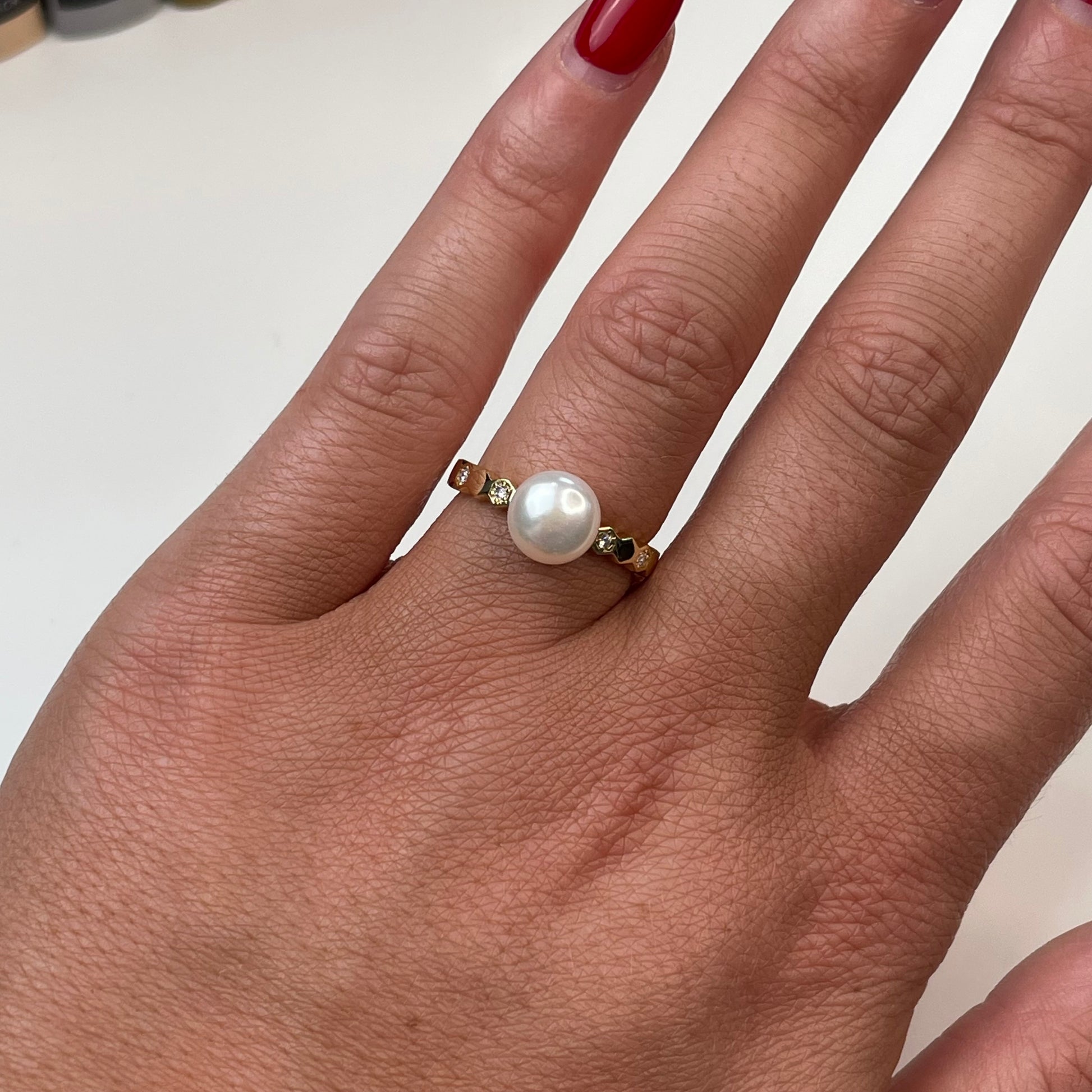 Sunshine Freshwater Pearl & CZ Ring | 8mm - John Ross Jewellers
