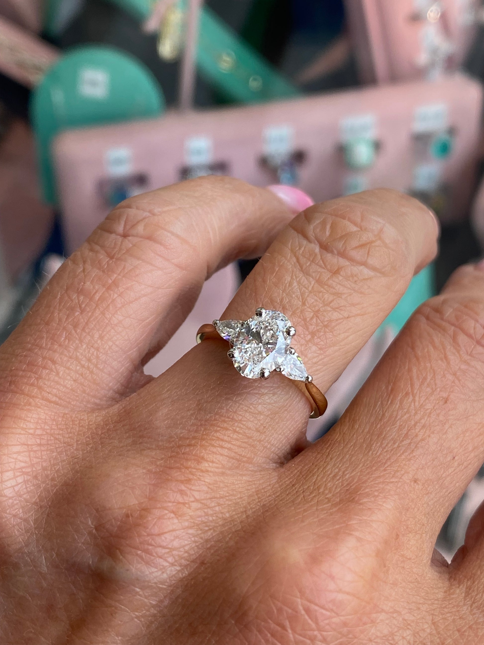 Prima 18ct gold trilogy engagement ring with a 1.84ct certificated lab-grown diamonds, featuring three sparkling stones set in a classic design.