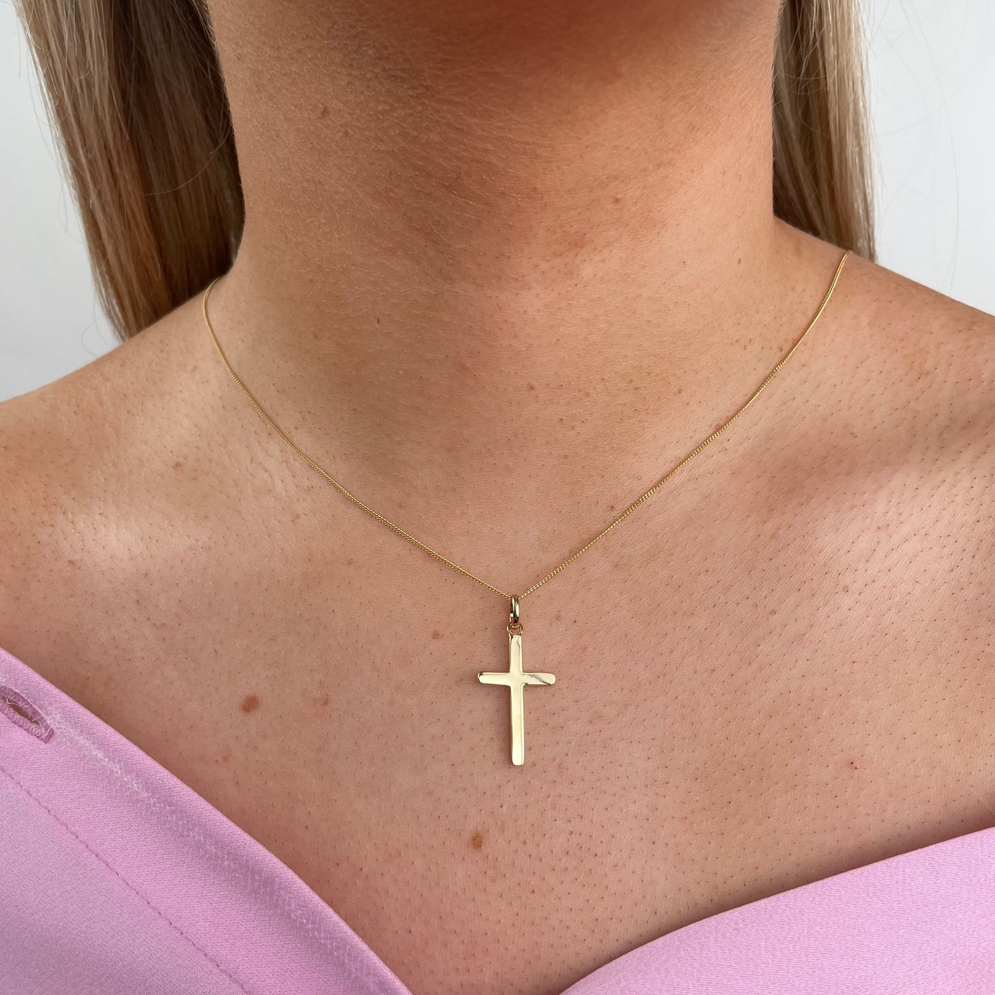 Sunshine Plain Block Cross Necklace - John Ross Jewellers