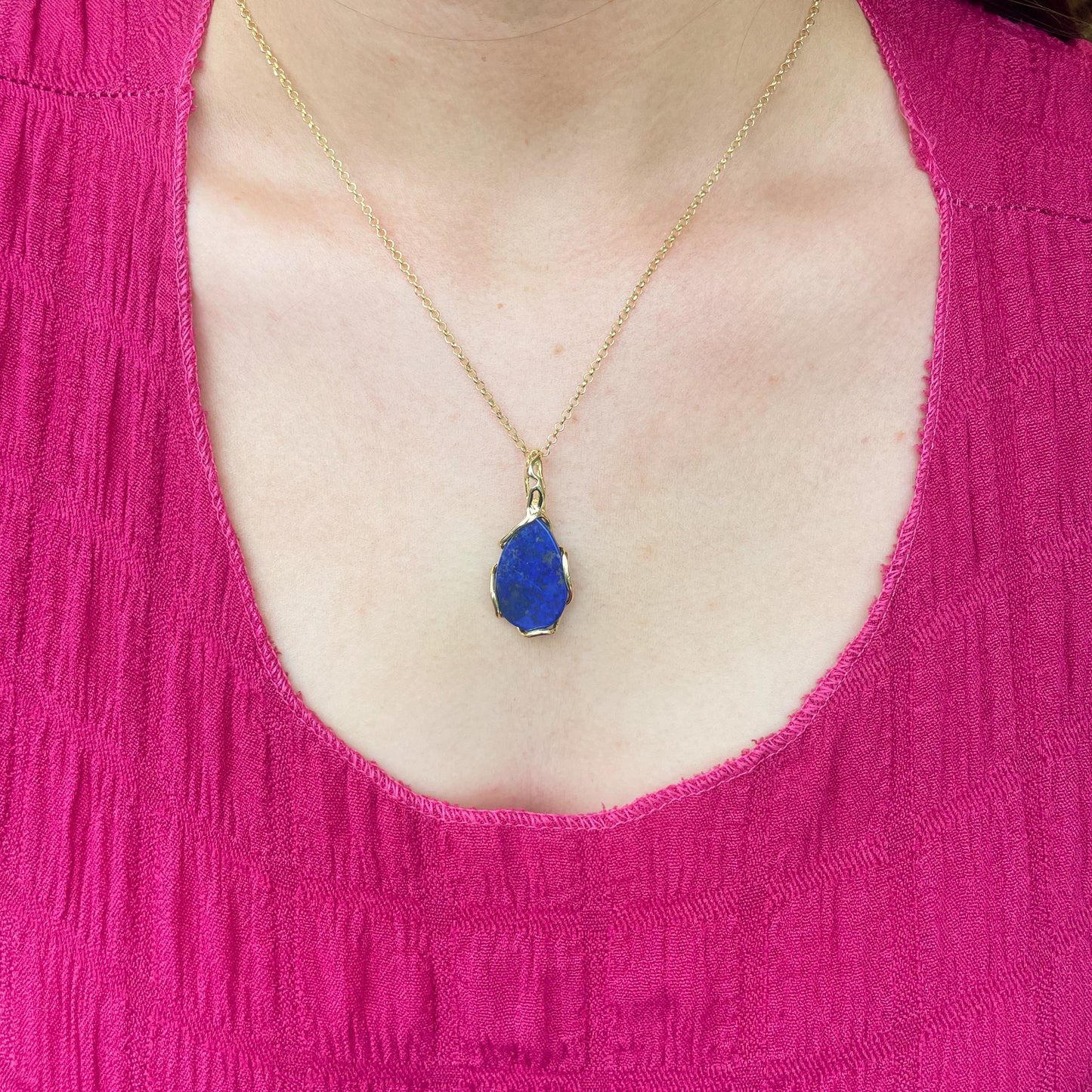 Lapis Lazuli Oval Pendant on Chain