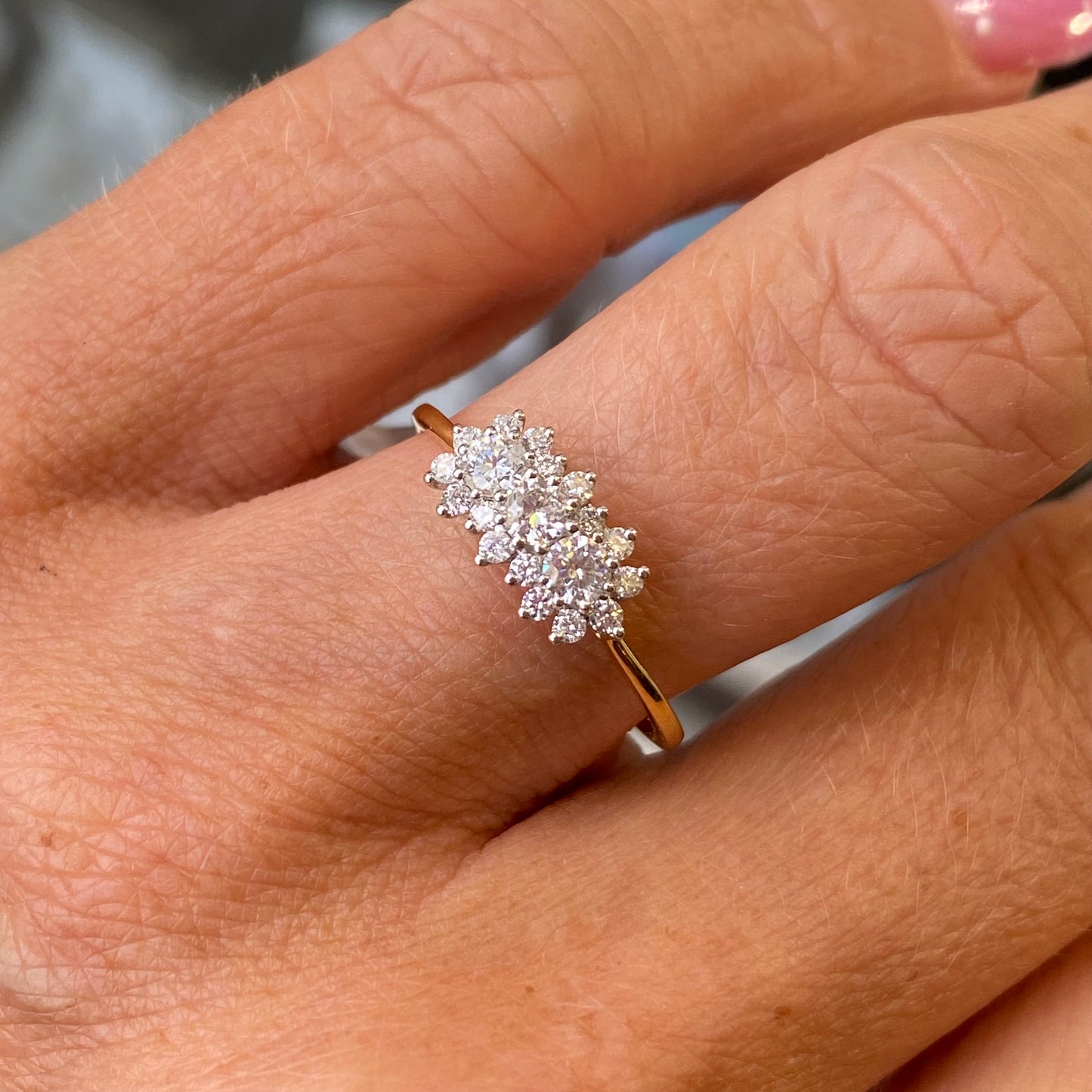 18ct Gold Boat Cluster Diamond Ring | 0.57ct - John Ross Jewellers