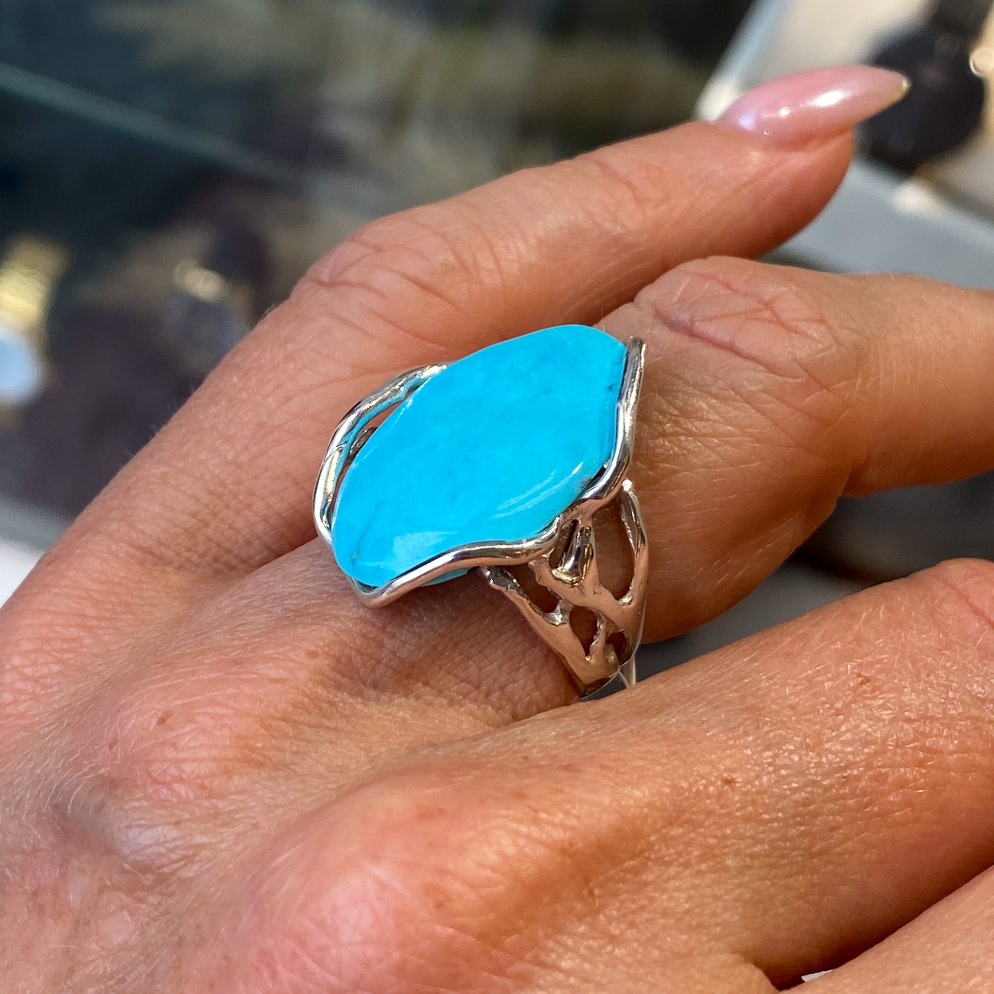 Silver Turquoise Ring | Oval - John Ross Jewellers