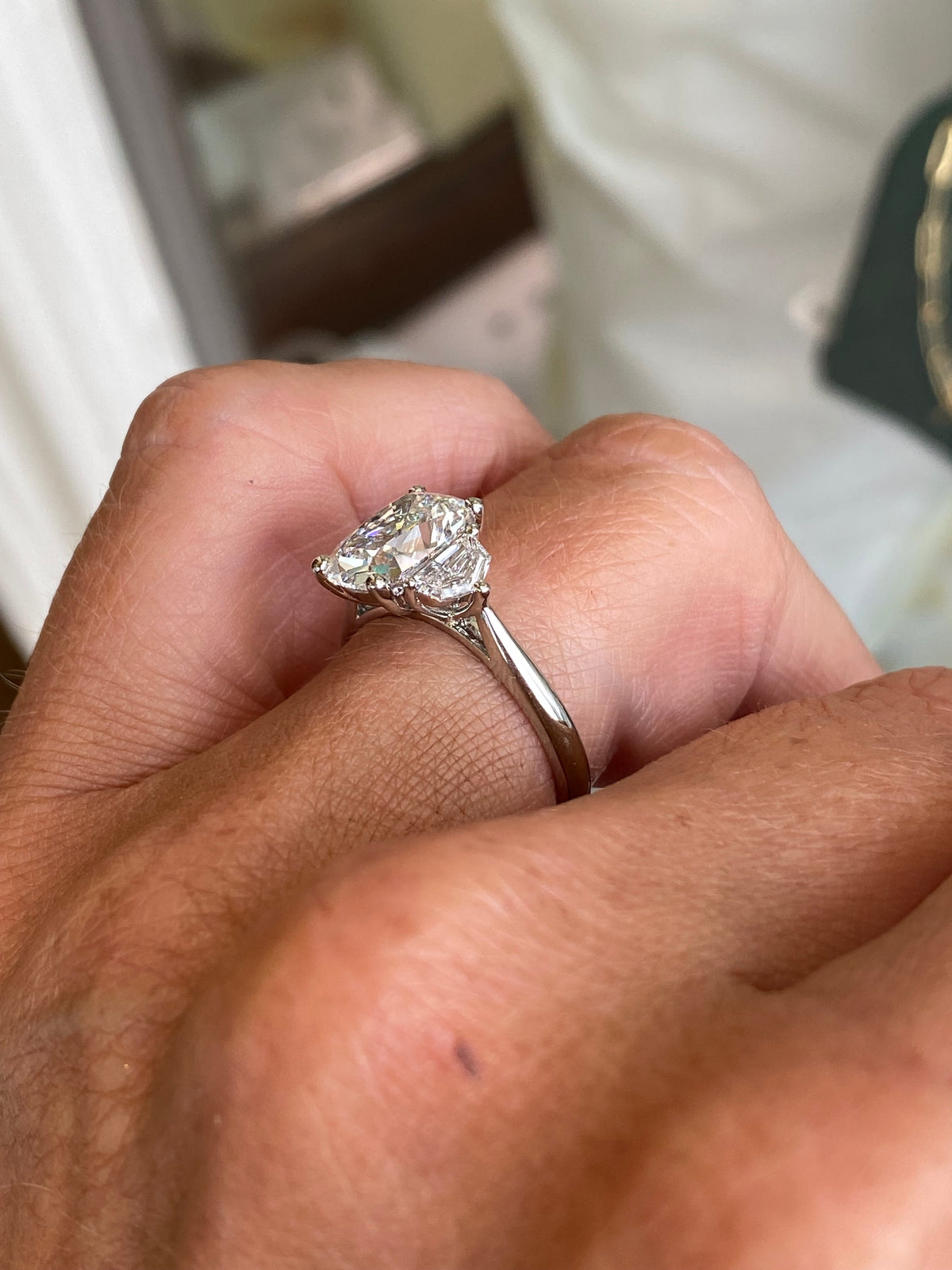 Platinum Old Mine Cushion Engagement Ring | Lab Grown 3.09ct