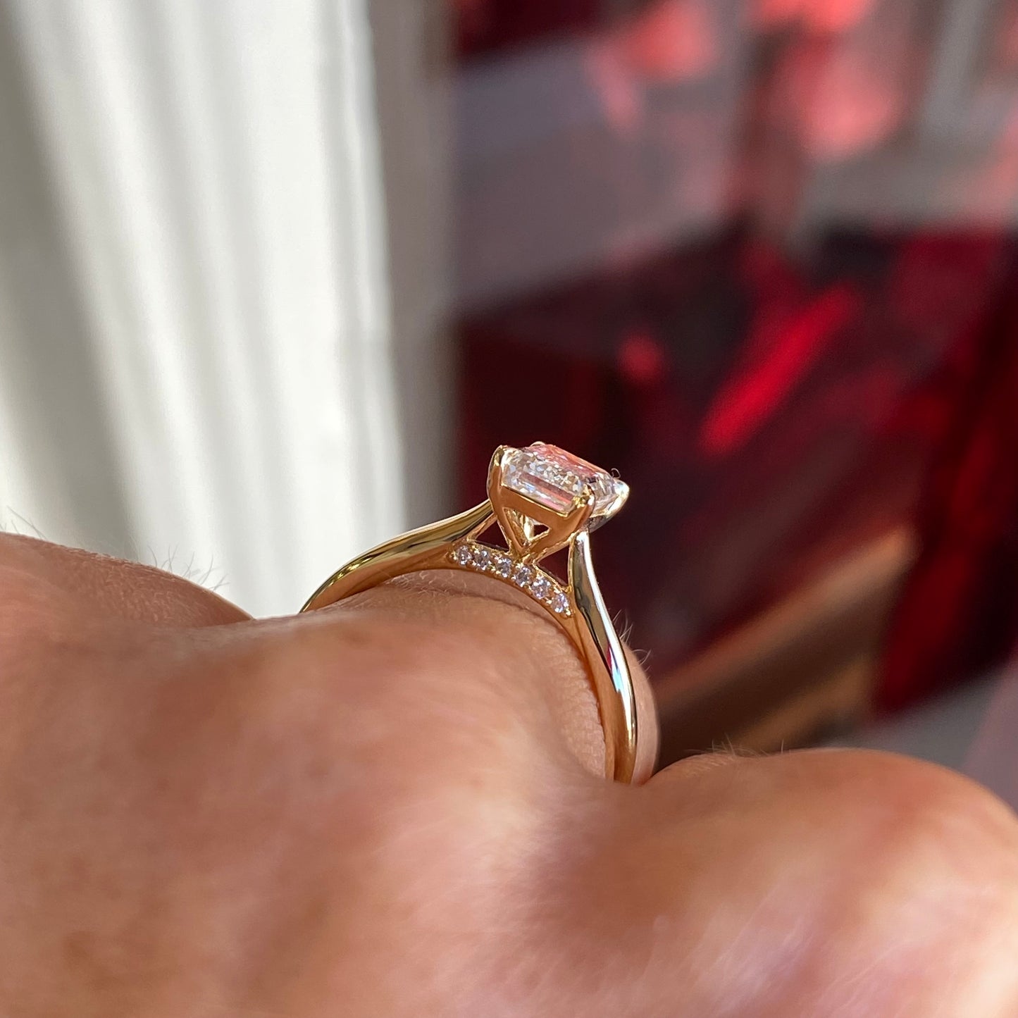 18ct Gold Emerald Cut Solitaire Engagement Ring | Certificated Lab 1.54ct - John Ross Jewellers