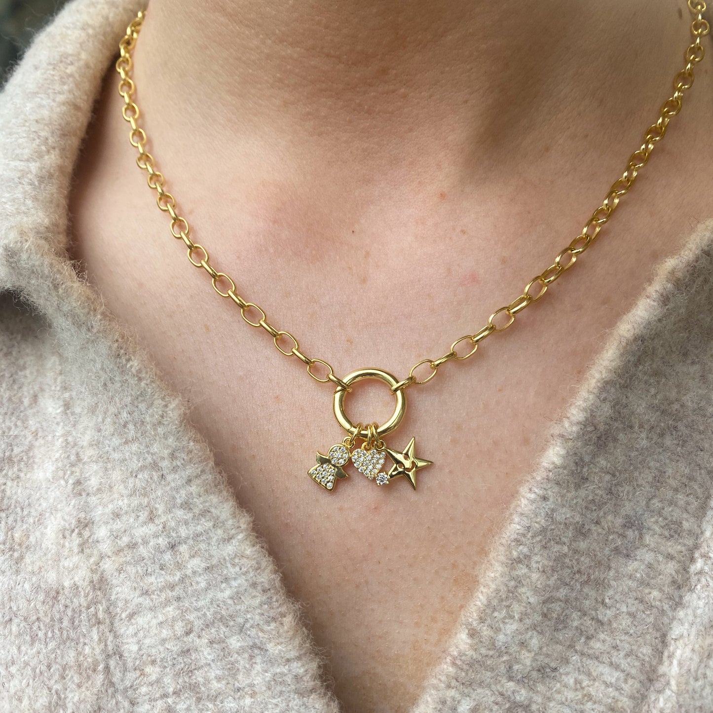 Sunshine Charming Necklace | 42+2cm | Star, Heart & Angel - John Ross Jewellers