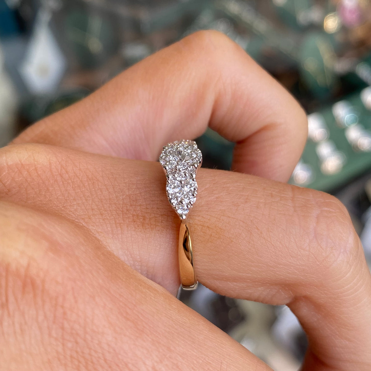 9ct Gold Trilogy Cluster Engagement Ring | 0.51ct