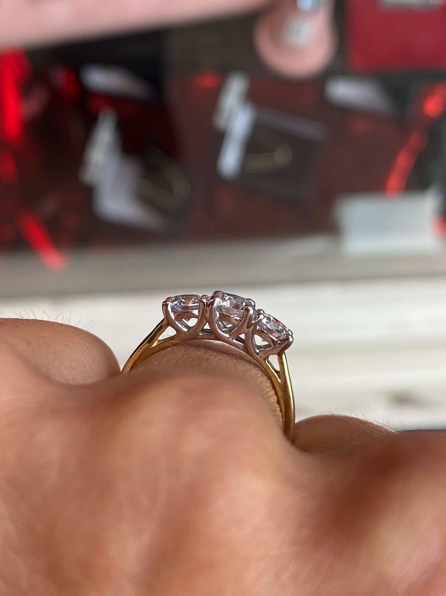 18ct Gold Trilogy Engagement Ring | 1.35ct Lab Grown