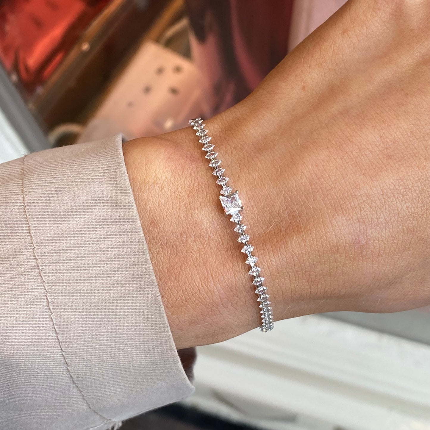 Silver CZ Centrepiece Tennis Bracelet | 16.5+3cm - John Ross Jewellers