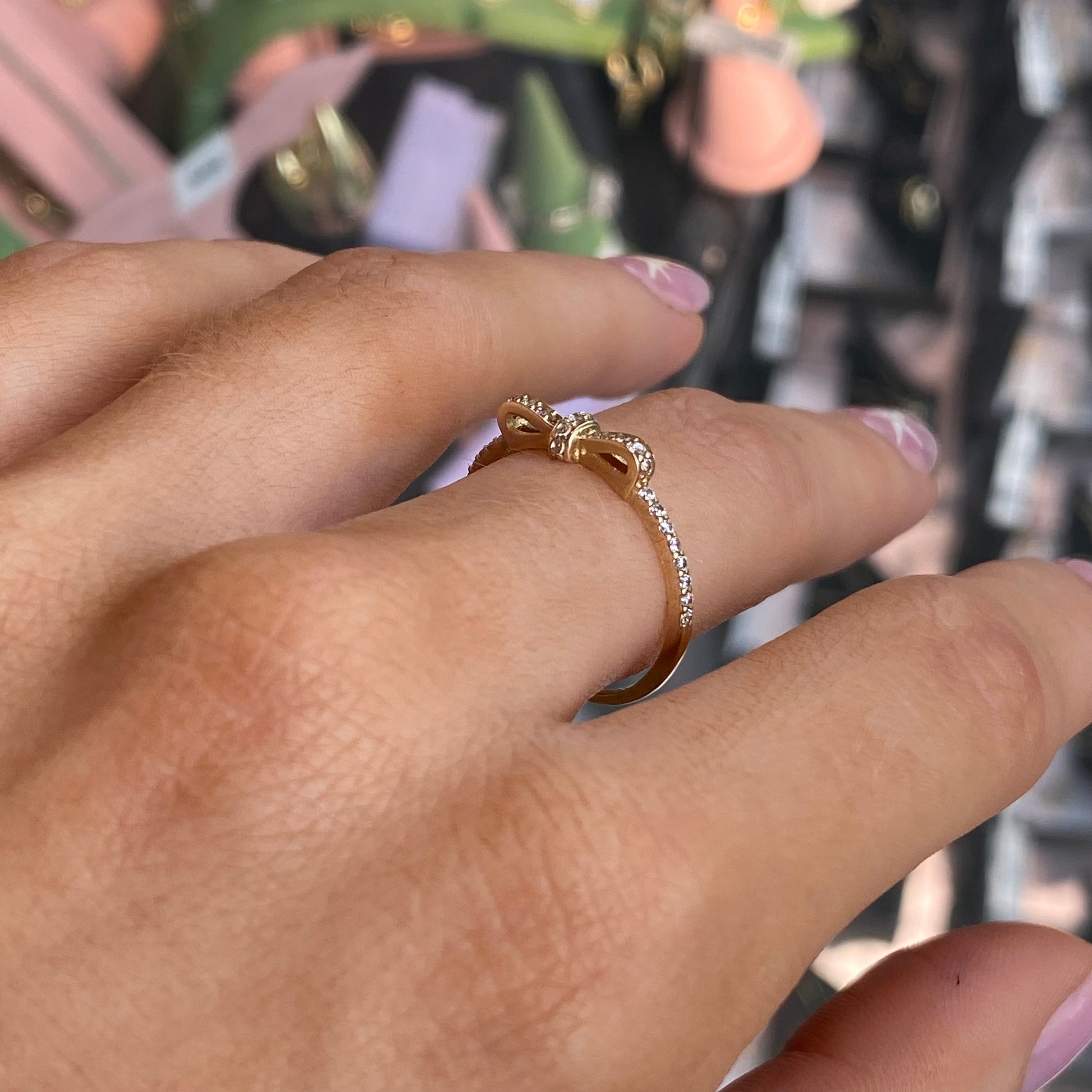 9ct Gold CZ Bow Ring - John Ross Jewellers