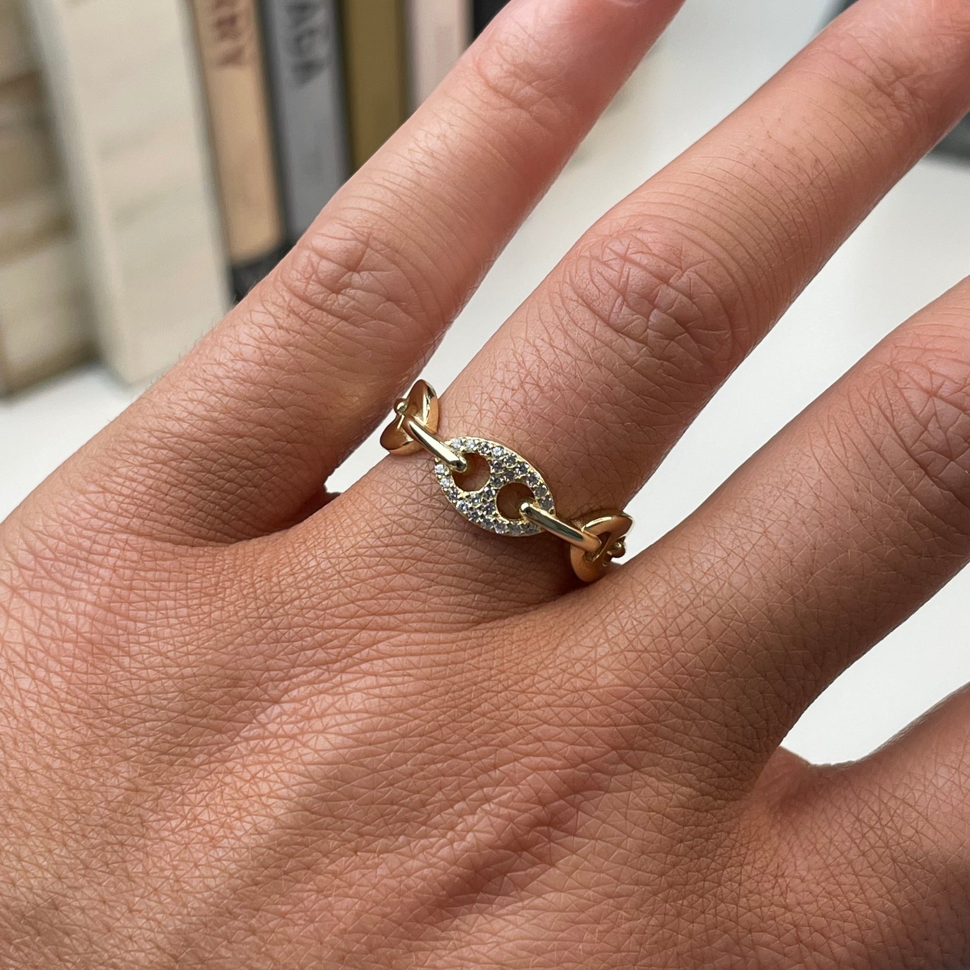 Sunshine CZ Stirrup Link Ring - John Ross Jewellers