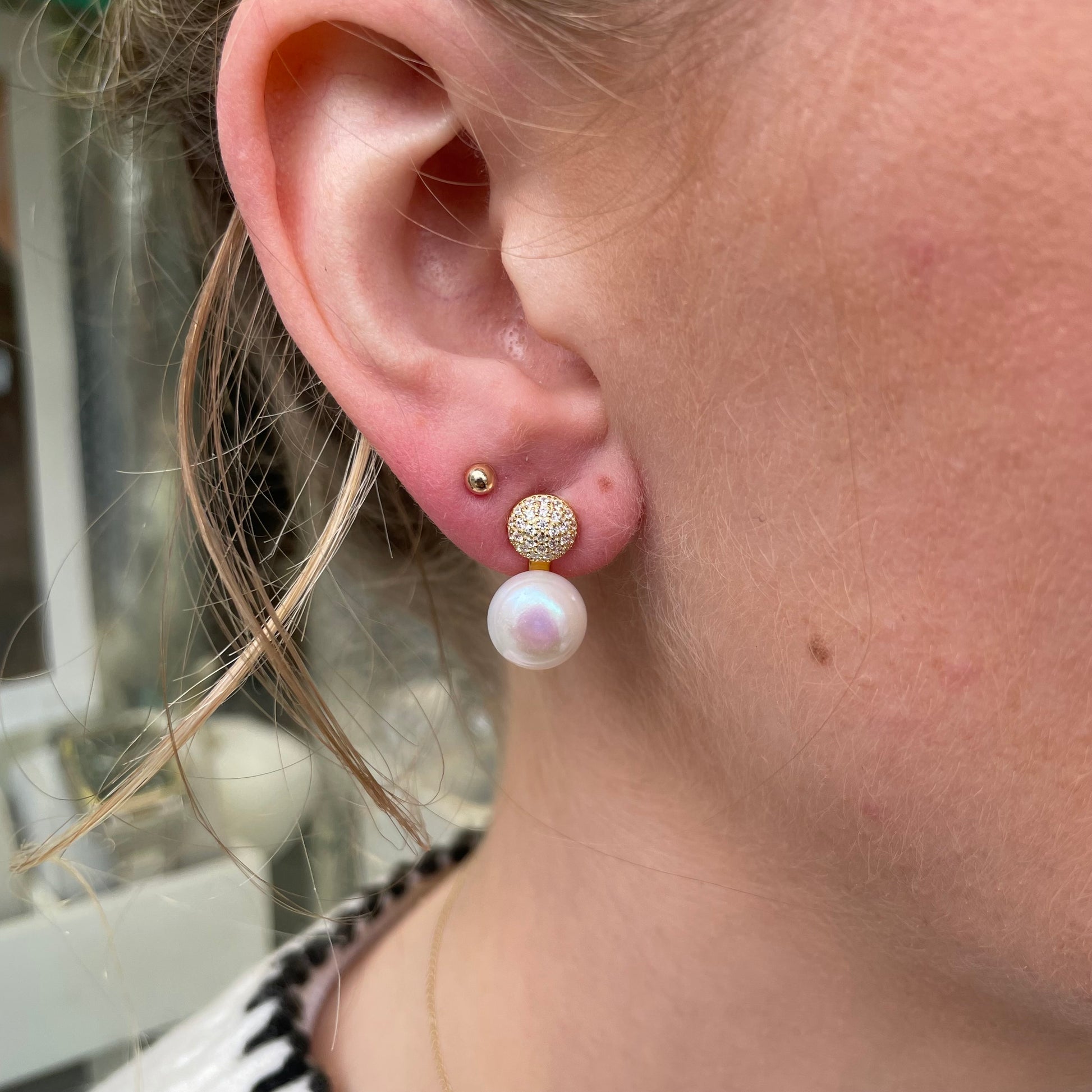 Sunshine 10mm Freshwater Pearl & CZ Stud Earrings - John Ross Jewellers