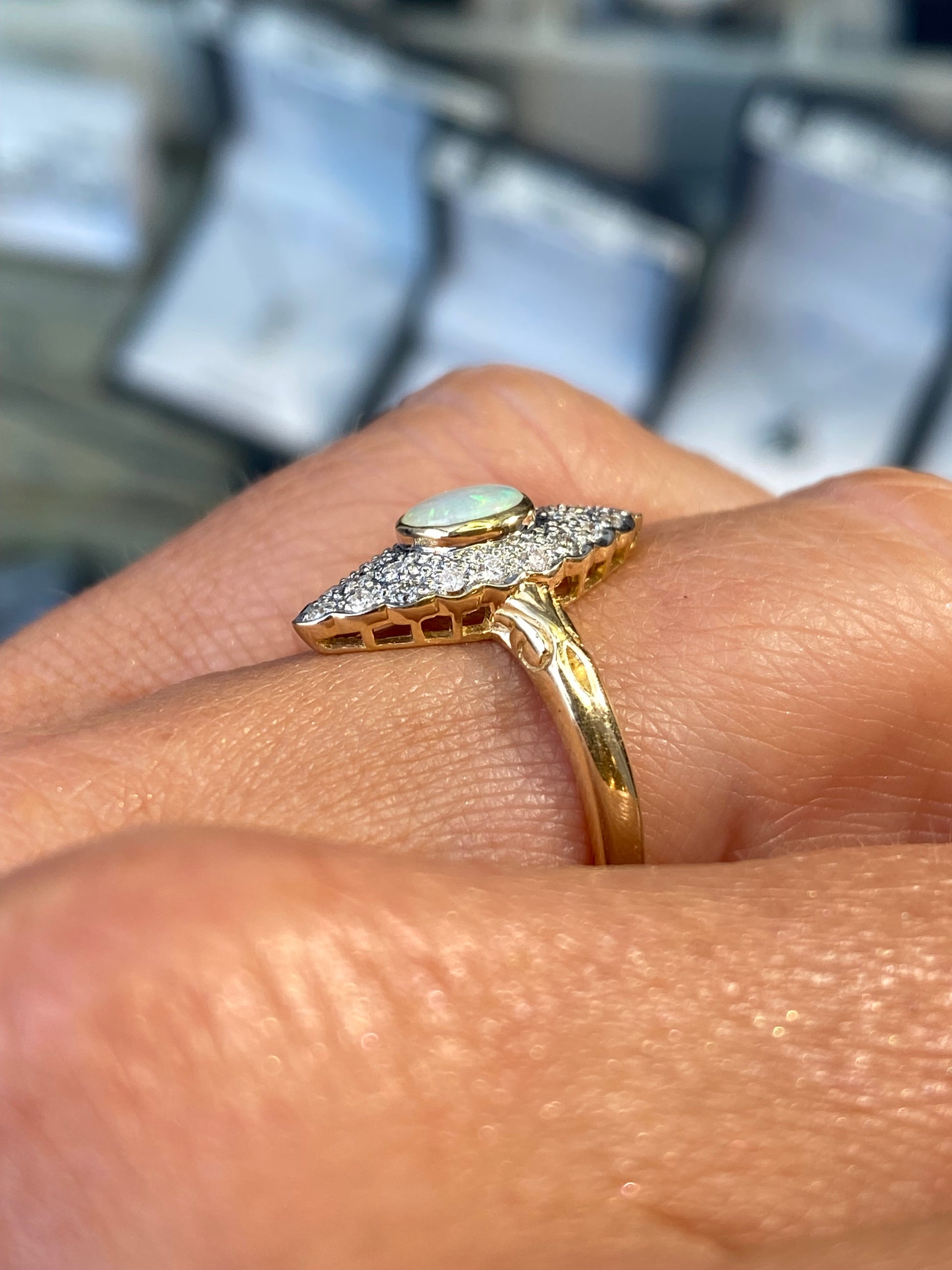 9ct Gold Gem Opal & Diamond Ring - John Ross Jewellers