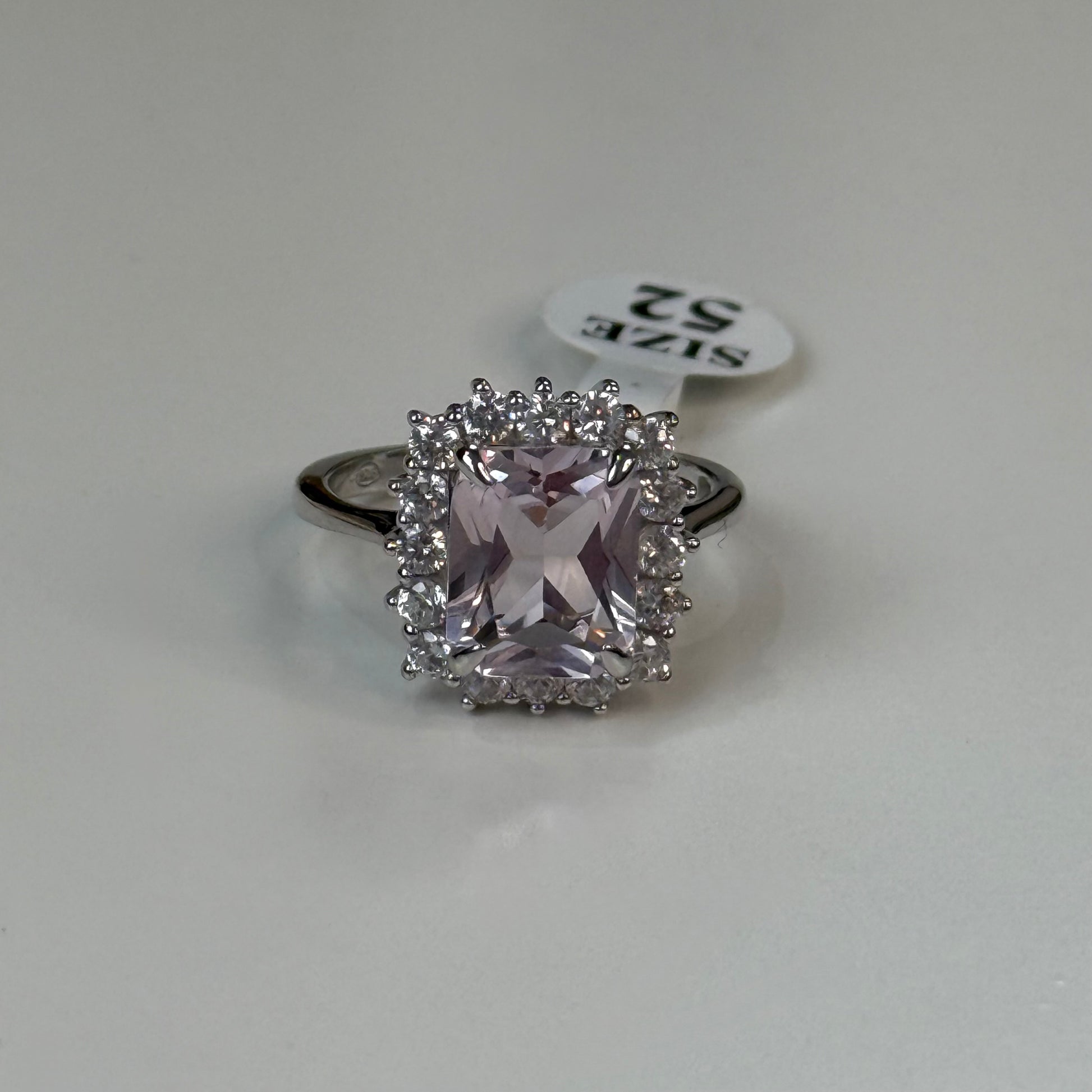 Silver Baby Pink CZ Emerald Cut Cluster Ring - John Ross Jewellers