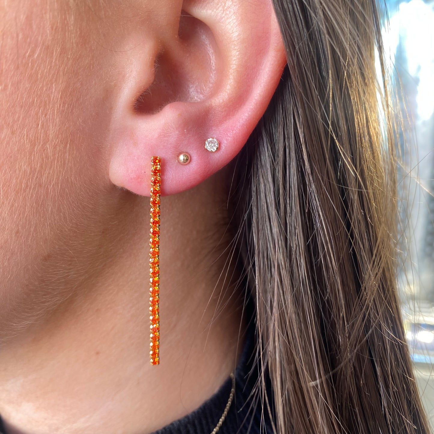 Sunshine Orange CZ Tennis Drop Earrings - John Ross Jewellers