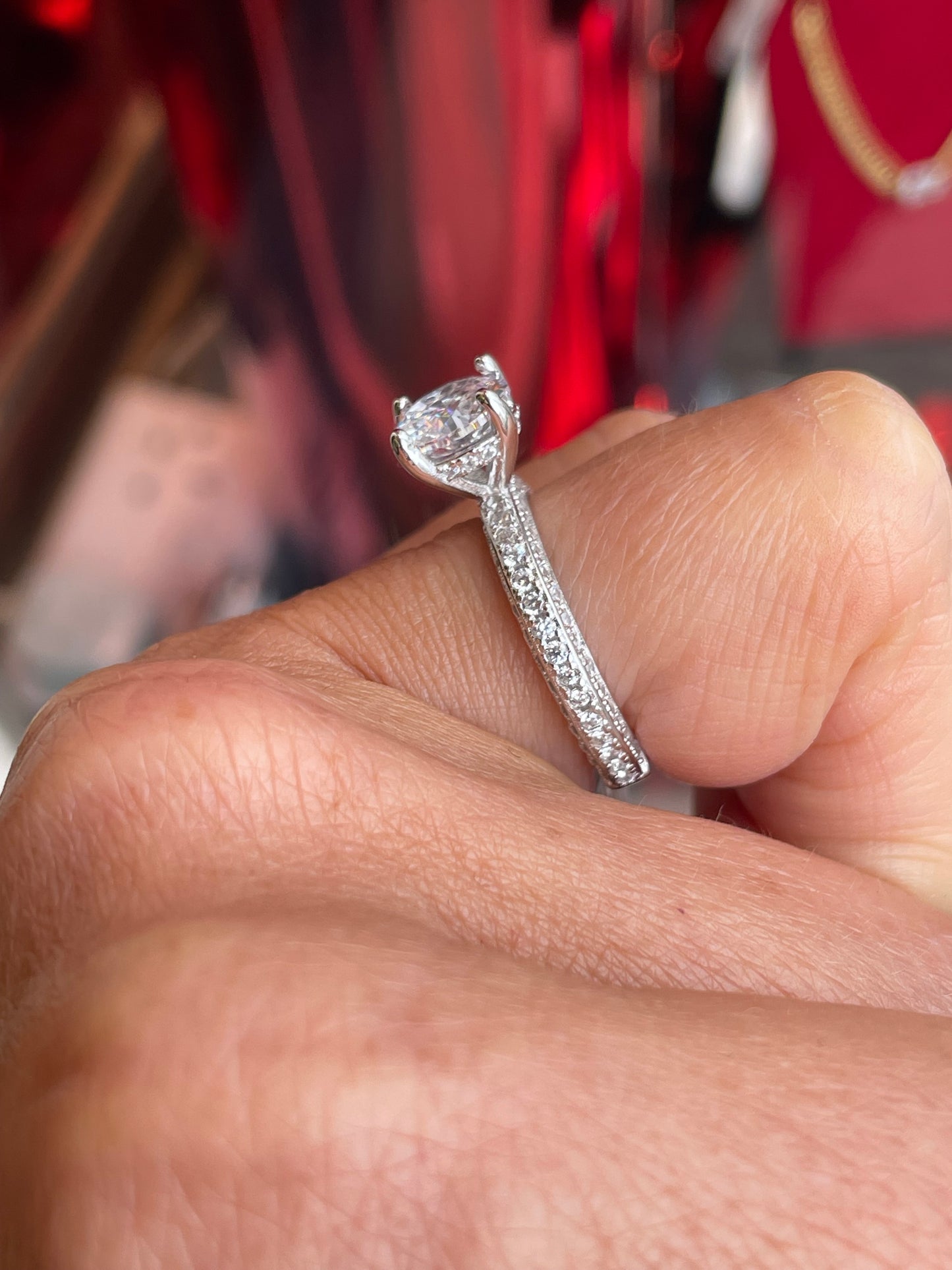 Silver Vintage Style CZ Solitaire Ring