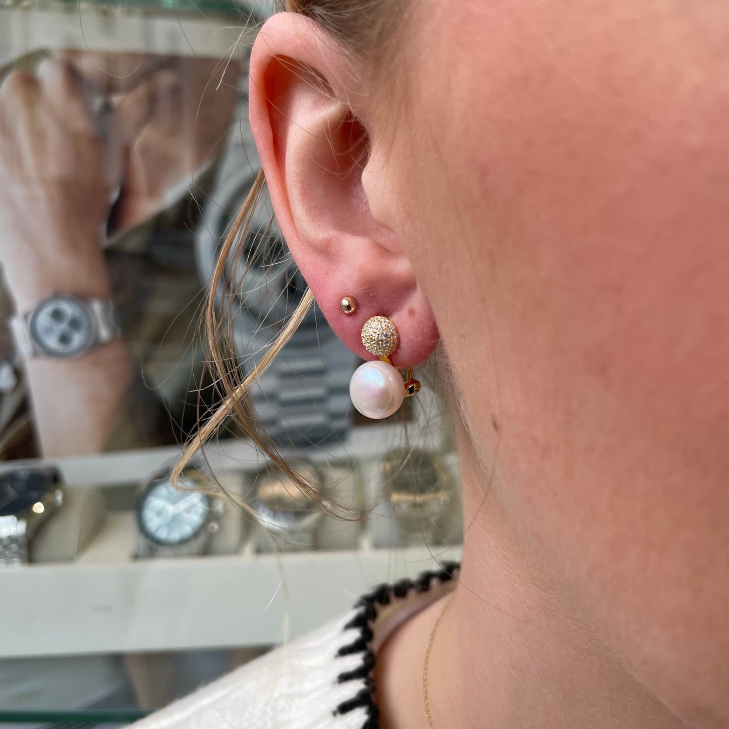 Sunshine 10mm Freshwater Pearl & CZ Stud Earrings - John Ross Jewellers