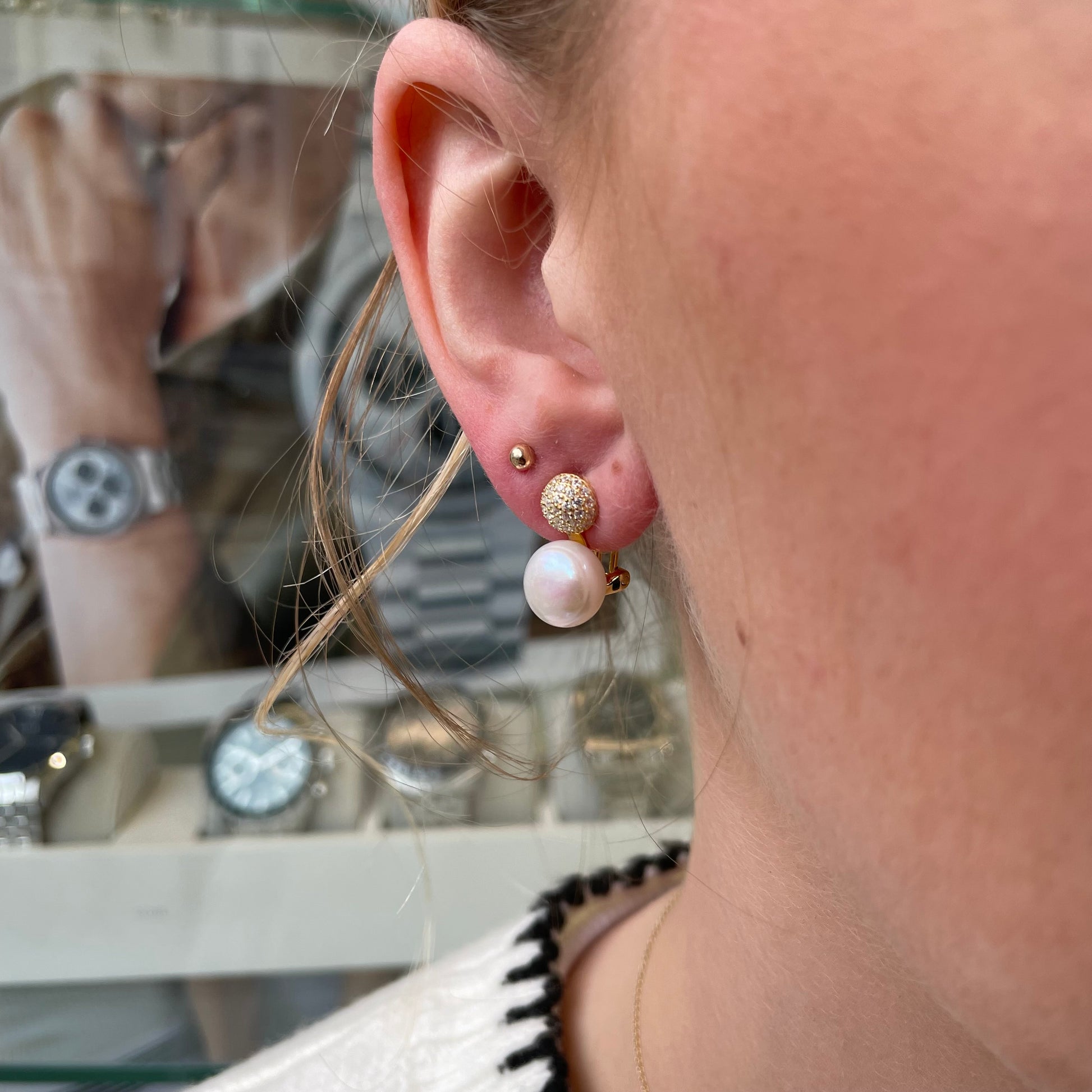 Sunshine 10mm Freshwater Pearl & CZ Stud Earrings - John Ross Jewellers