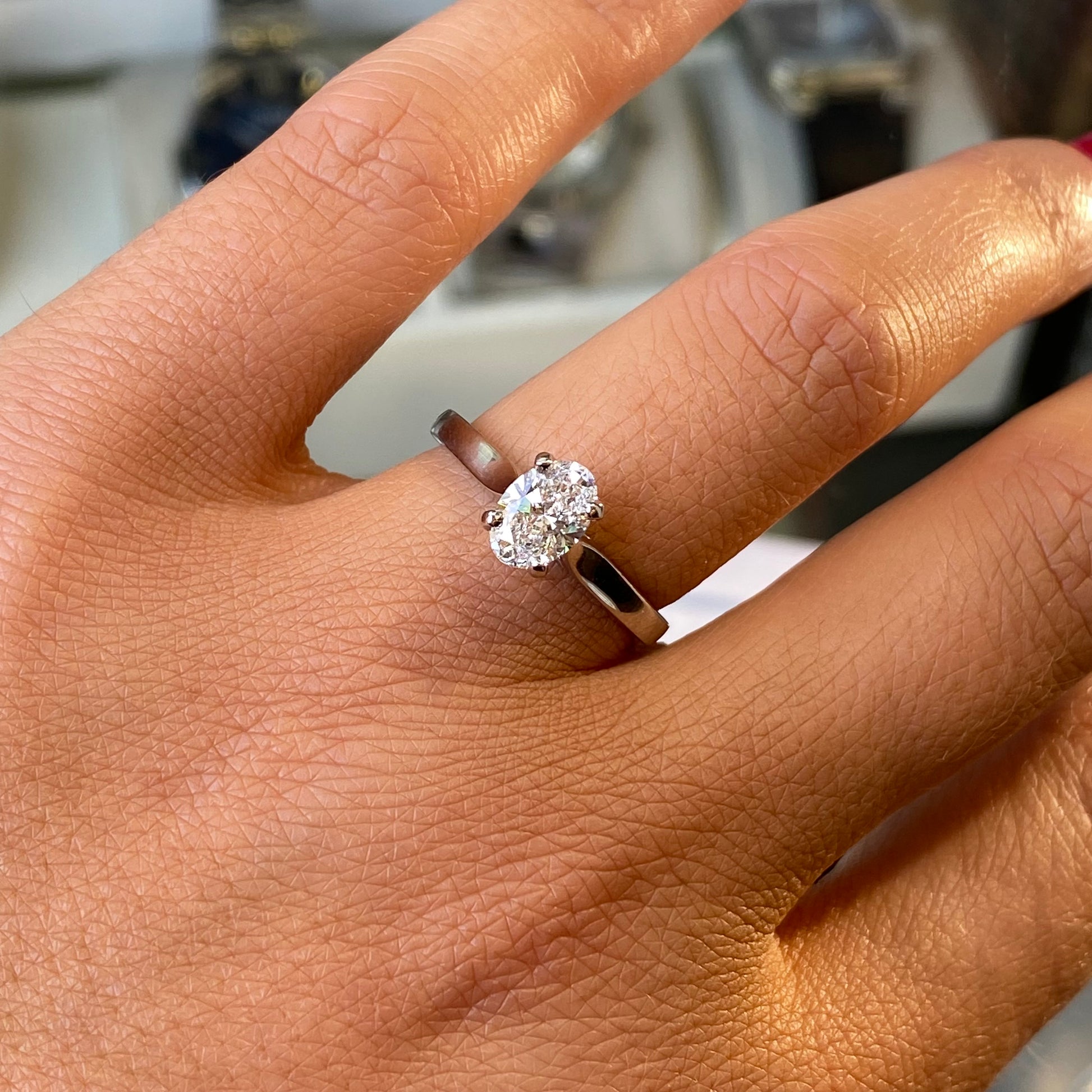 Platinum Oval Solitaire Engagement Ring | Certificated Lab 0.73ct - John Ross Jewellers