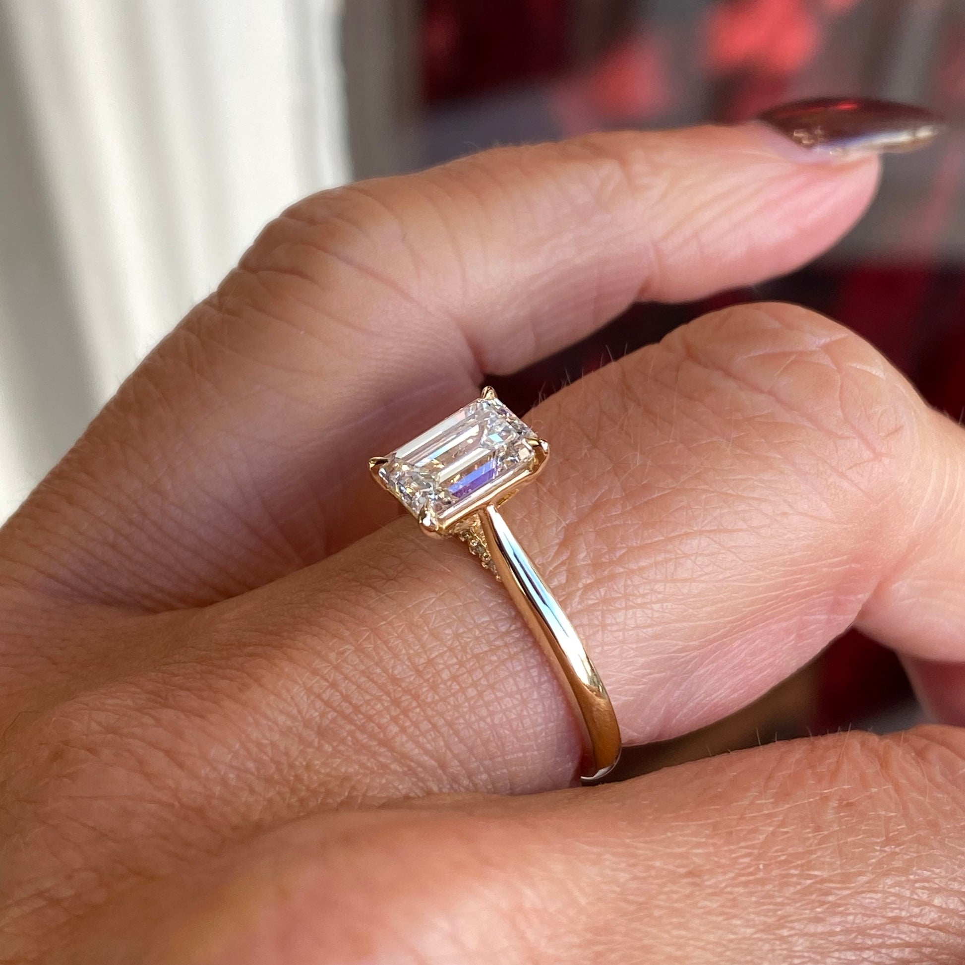 18ct Gold Emerald Cut Solitaire Engagement Ring | Certificated Lab 1.54ct - John Ross Jewellers
