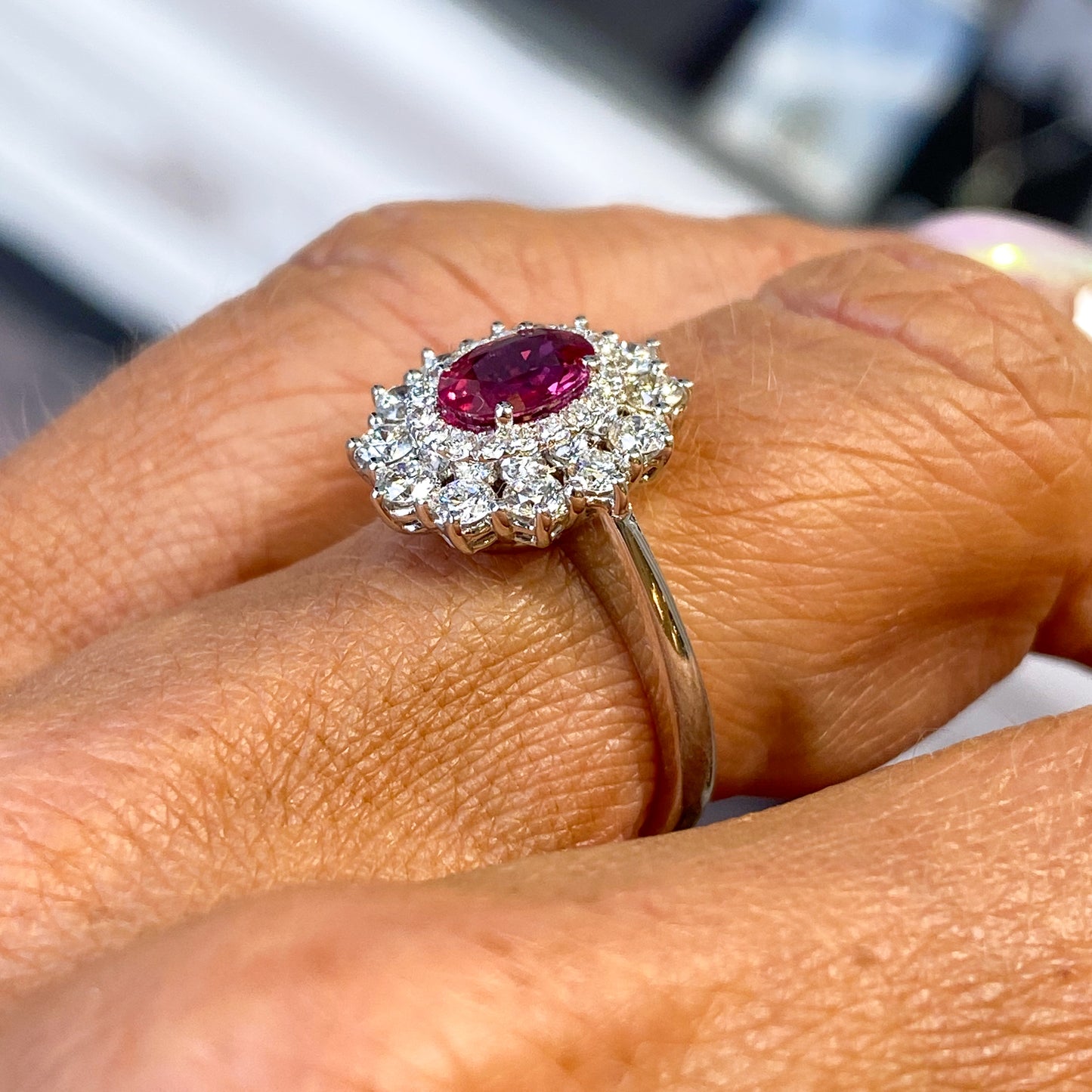 18ct White Gold Ruby & Diamond Ring