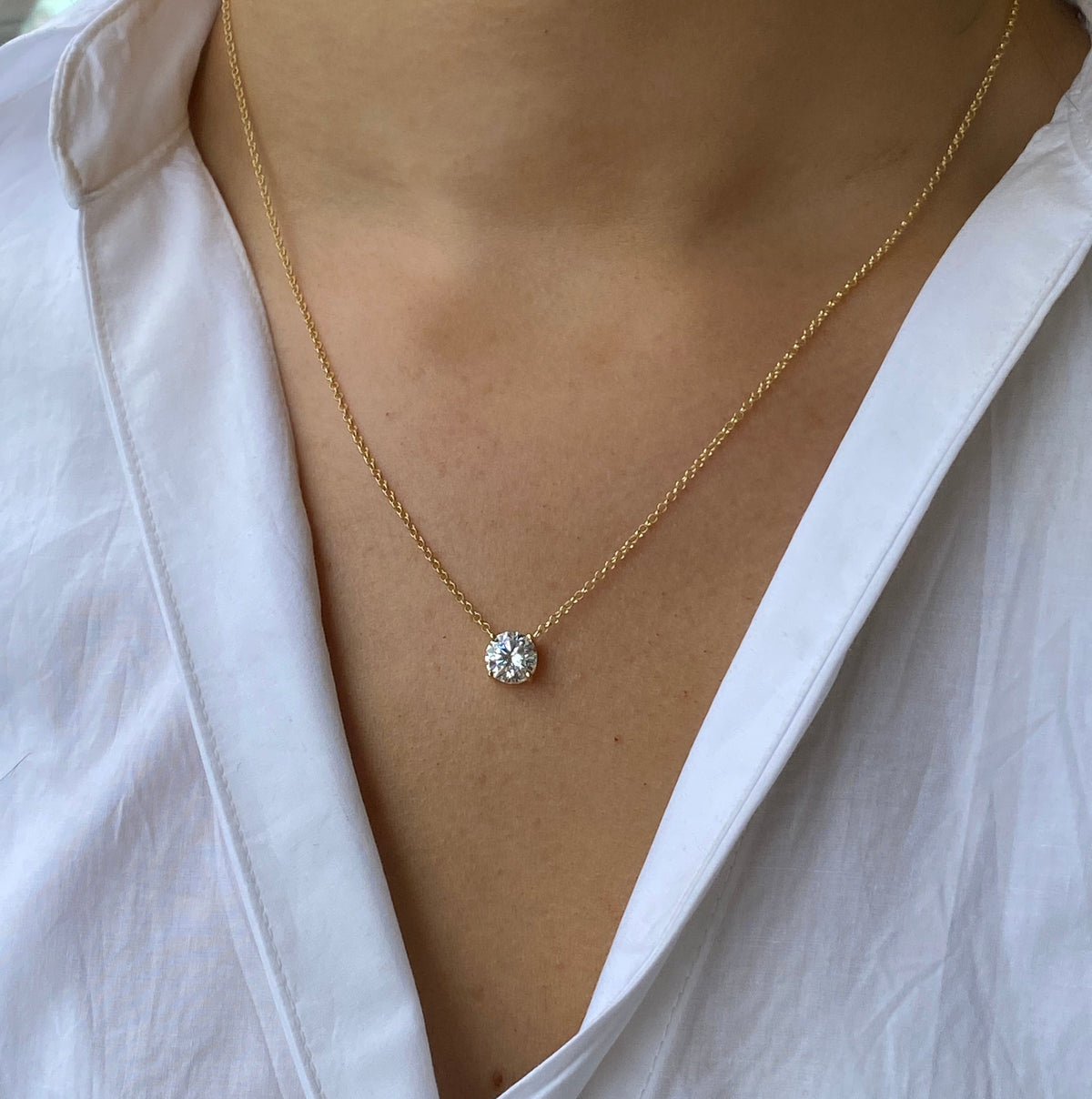 Sunshine 8mm CZ Claw Solitaire Necklace | 42 + 3 + 5cm
