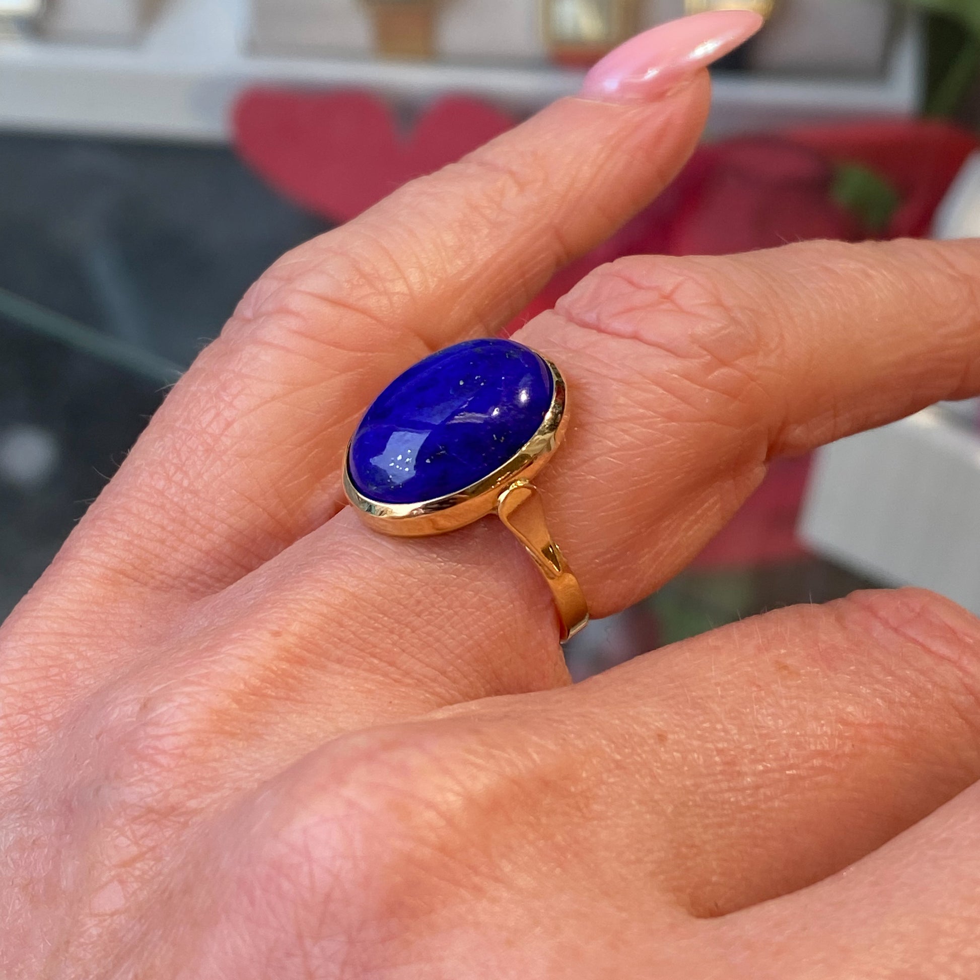 18ct Gold 16x12 Lapis Lazuli Ring - John Ross Jewellers