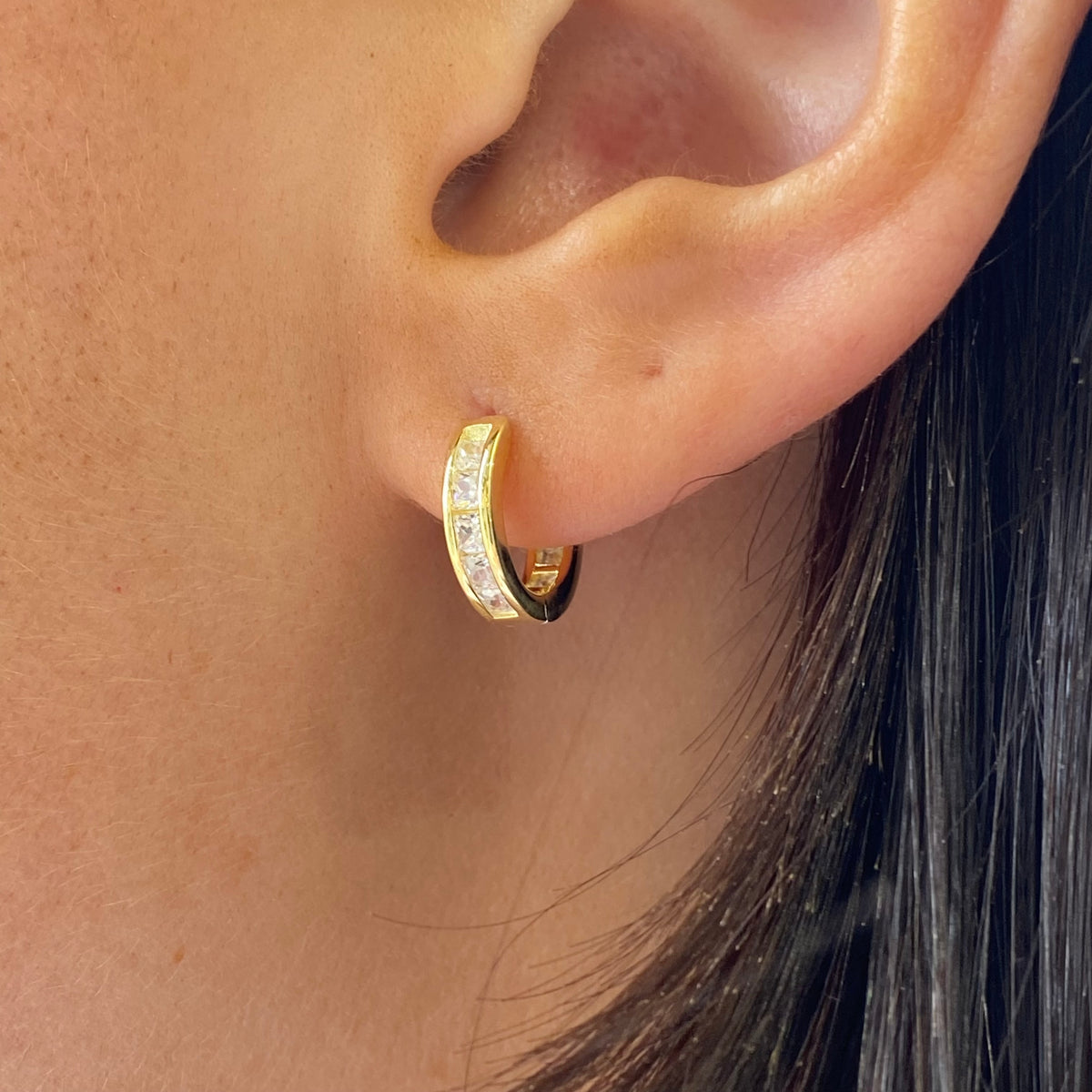 Sunshine CZ Hoop Earrings | Channel Set