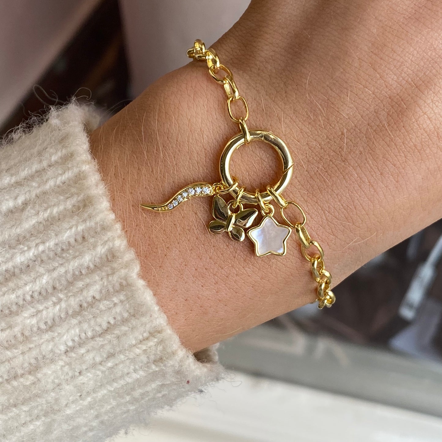 Sunshine Charming Bracelet | 17+3cm | Star, Butterfly & Cornucopia - John Ross Jewellers