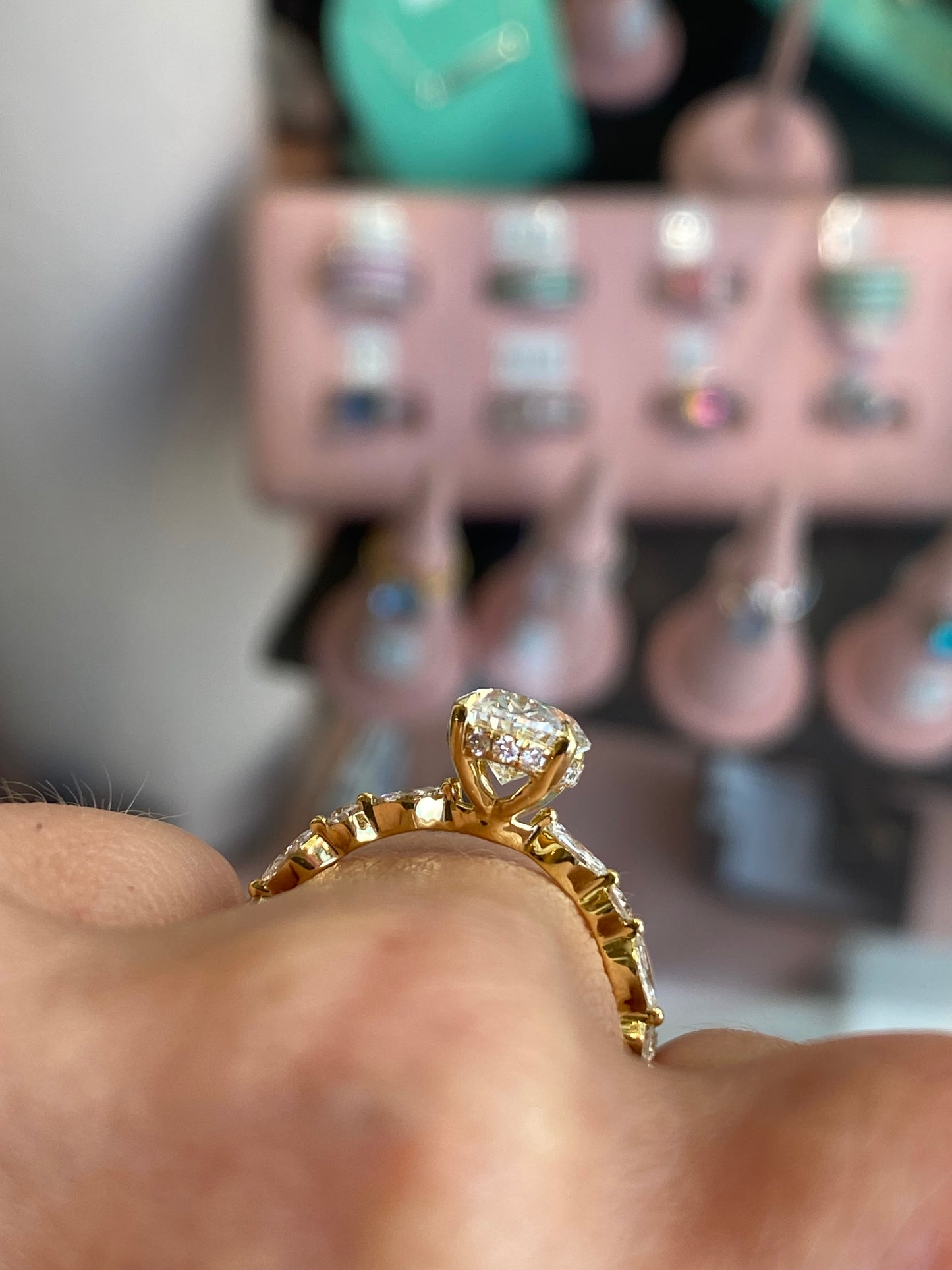 18ct gold oval solitaire engagement ring by LMJ featuring a 2.01ct certificated lab-grown diamond on a sleek band.