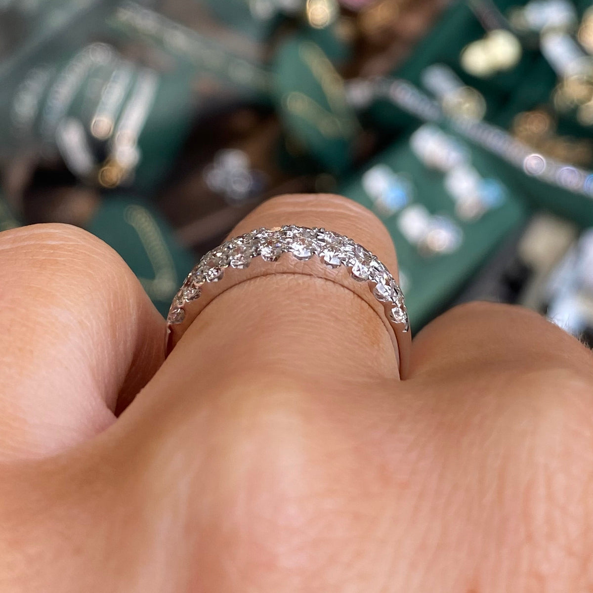 14ct White Gold Two Row Diamond Eternity Ring 1.00ct