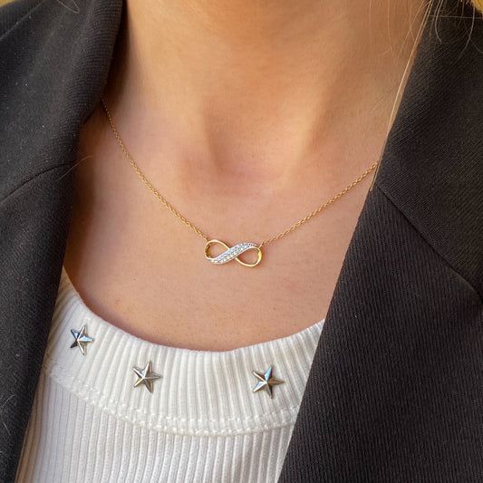 9ct Gold CZ Infinity Necklace - John Ross Jewellers